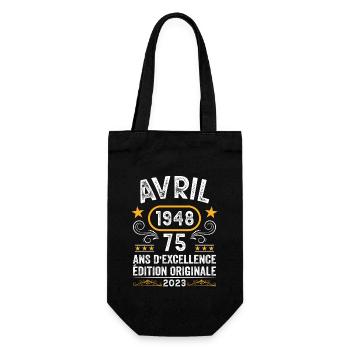 Geburtstag Vintage Geschenkidee April 1948 75 - Geschenkbeutel für Flaschen - Schwarz - Vorne