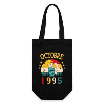 Oktober 1995 Jubiläums Vintage Geschenkidee - Geschenkbeutel für Flaschen - Schwarz - Vorne
