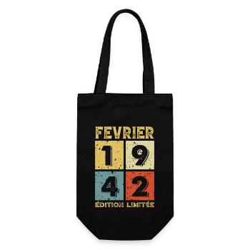 Vintage Geburtstag Geschenkidee Februar 1942 - Geschenkbeutel für Flaschen - Schwarz - Vorne