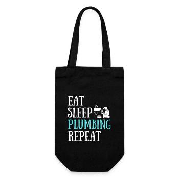 eat sleep plumbing humor plumber man gift - Gift Bag for Bottles - black - Front
