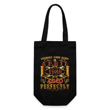 1989 April - birthday 1989 legends April - Gift Bag for Bottles - black - Front
