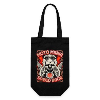 Totenkopf Skull Engel-Flügel Motorradfahrer Spruch - Geschenkbeutel für Flaschen - Schwarz - Vorne
