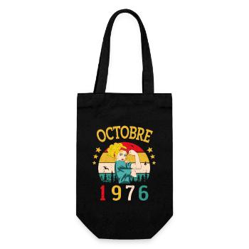 Oktober 1976 Jubiläums Vintage Geschenkidee - Geschenkbeutel für Flaschen - Schwarz - Vorne