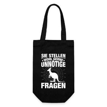 Sie Stellen Wohl Gerne Unnötige Fragen - Geschenkbeutel für Flaschen - Schwarz - Vorne