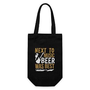 NEBEN MUSIK WAR BIER AM BESTEN - Geschenkbeutel für Flaschen - Schwarz - Vorne