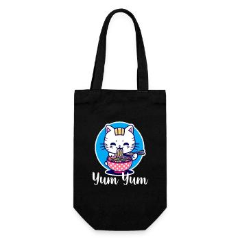 Niedliche Katze isst Ramen - Anime - Manga - Geschenkbeutel für Flaschen - Schwarz - Vorne