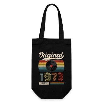 Jahrgang 1973 Vintage 50. Geburtstag Retro - Geschenkbeutel für Flaschen - Schwarz - Vorne