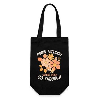 Motivational slogan 70s Flower-Power Design - Gift Bag for Bottles - black - Front