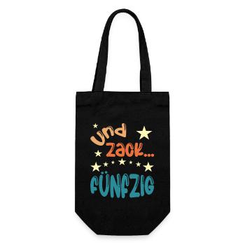 Und zack Fünfzig - Geschenkbeutel für Flaschen - Schwarz - Vorne