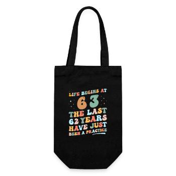 63. Geburtstag Mann Frau 2023 Funny Groovy Life - Geschenkbeutel für Flaschen - Schwarz - Vorne