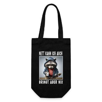 Nett Kann Ich Auch Bringt Aber Nix - Geschenkbeutel für Flaschen - Schwarz - Vorne