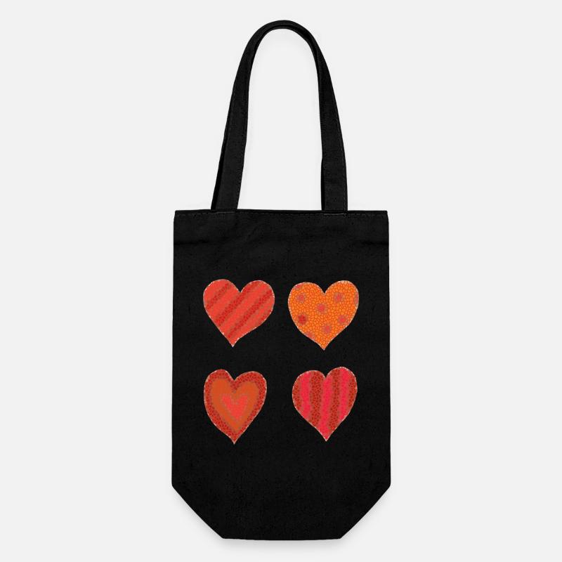 Heart Variations - Gift Bag for Bottles - black
