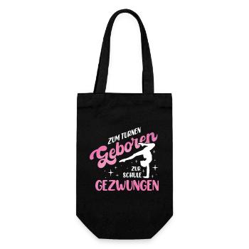 Turnen | Turnerin Gymnastik Turnen Mädchen Frauen - Geschenkbeutel für Flaschen - Schwarz - Vorne