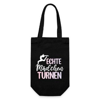 Turnen | Turnerin Gymnastik Turnen Mädchen Frauen - Geschenkbeutel für Flaschen - Schwarz - Vorne
