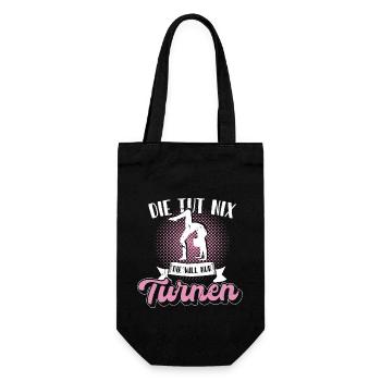 Turnen | Turnerin Gymnastik Turnen Mädchen Frauen - Geschenkbeutel für Flaschen - Schwarz - Vorne