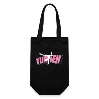 Turnen | Turnerin Gymnastik Turnen Mädchen Frauen - Geschenkbeutel für Flaschen - Schwarz - Vorne