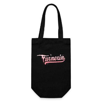 Turnen | Turnerin Gymnastik Turnen Mädchen Frauen - Geschenkbeutel für Flaschen - Schwarz - Vorne