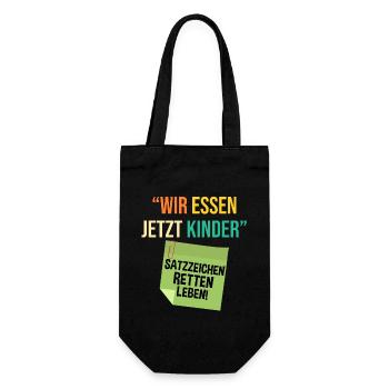 Wir Essen Jetzt Kinder - Geschenkbeutel für Flaschen - Schwarz - Vorne