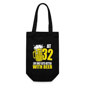 Men Beer Birthday Funny 32 Year Old Beer Lover - Gift Bag for Bottles - black - Front