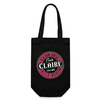 Claire Geschenkidee Geschenk Geburtstag - Geschenkbeutel für Flaschen - Schwarz - Vorne