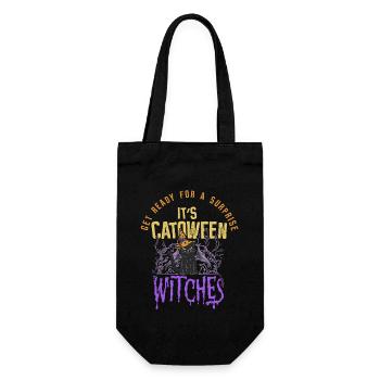 Katzen Halloween Catoween - Geschenkbeutel für Flaschen - Schwarz - Vorne