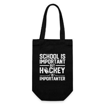 Schule ist wichtig, aber Eishockey ist wichtiger - Geschenkbeutel für Flaschen - Schwarz - Vorne
