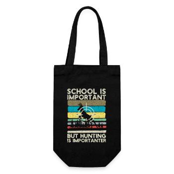 School is important, but hunting is important - Gift Bag for Bottles - black - Front