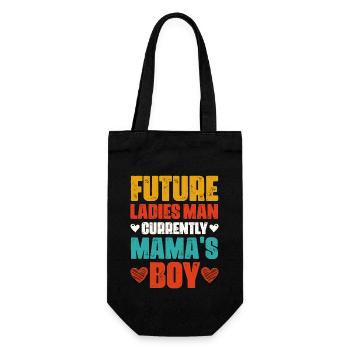 Future Ladies Man Derzeit Mama s Boy lustiges Geschenk - Geschenkbeutel für Flaschen - Schwarz - Vorne