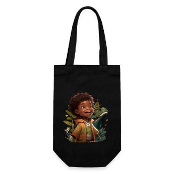 Petit enfant avec dino/reptile - Sac à bouteille - noir - Devant