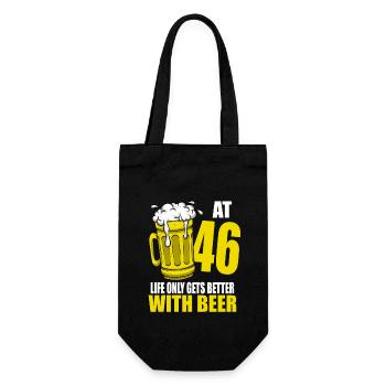 Men Beer Birthday Funny 46 Year Old Beer Lover - Gift Bag for Bottles - black - Front
