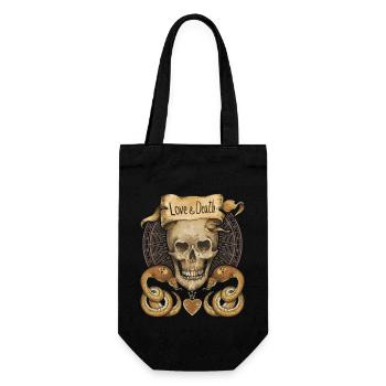 Crâne, serpents, amour et mort, dire - Sac à bouteille - noir - Devant