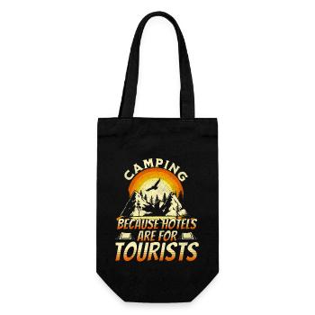 Camping because hotels are for tourists - Sac à bouteille - noir - Devant