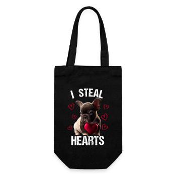 Je vole des cœurs chien Frenchie français bulldog - Sac à bouteille - noir - Devant