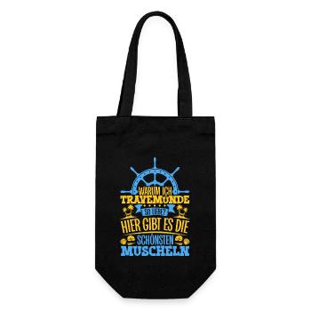 Schöne Muscheln - Warum ich Travemünde so liebe - Geschenkbeutel für Flaschen - Schwarz - Vorne