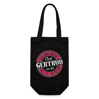 Gertrud Geschenkidee Geschenk Geburtstag - Geschenkbeutel für Flaschen - Schwarz - Vorne
