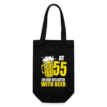 Men Beer Birthday Funny 55 Year Old Beer Lover - Gift Bag for Bottles - black - Front