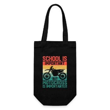 Schule ist wichtig, aber Motocross ist noch - Geschenkbeutel für Flaschen - Schwarz - Vorne