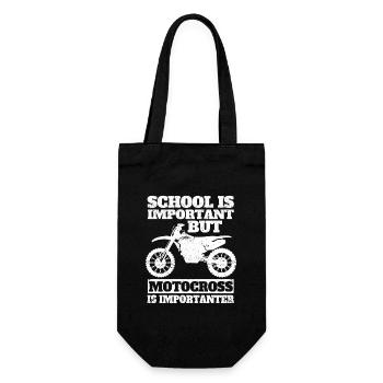 Schule ist wichtig, aber Motocross ist noch - Geschenkbeutel für Flaschen - Schwarz - Vorne