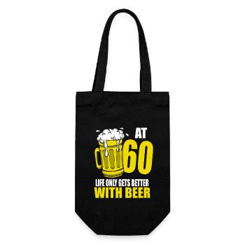 Men Beer Birthday Funny 60 Year Old Beer Lover - Gift Bag for Bottles - black - Front