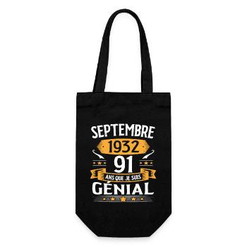 Septembre 1932 91 Ans Que Je Suis Génial Cadeau - Sac à bouteille - noir - Devant