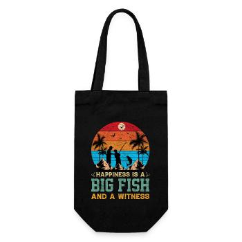Glück ist ein großer Fisch und ein Zeuge beim Fischen - Geschenkbeutel für Flaschen - Schwarz - Vorne