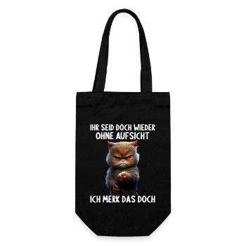 Ihr seid doch wieder ohne Aufsicht ich merk das - Geschenkbeutel für Flaschen - Schwarz - Vorne