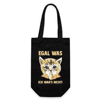 Egal was ich wars nicht Katze - Geschenkbeutel für Flaschen - Schwarz - Vorne