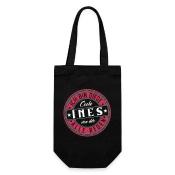 Ines Geschenkidee Geschenk Geburtstag - Geschenkbeutel für Flaschen - Schwarz - Vorne