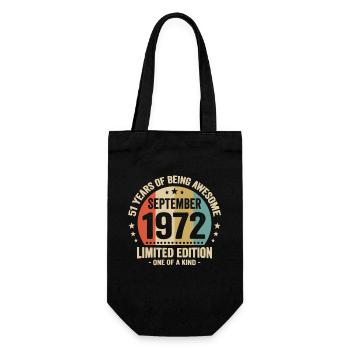 September 1972 51 Years Anniversary Vintage Gift - Gift Bag for Bottles - black - Front