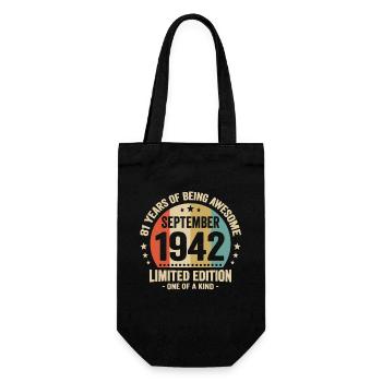 September 1942 81 Jahre Jubiläumsgeschenk - Geschenkbeutel für Flaschen - Schwarz - Vorne