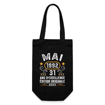 Anniversaire Vintage Idée Cadeau Mai 1992 31 - Sac à bouteille - noir - Devant