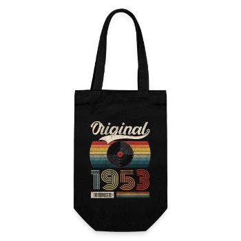 Jahrgang 1953 Vintage 70. Geburtstag Retro - Geschenkbeutel für Flaschen - Schwarz - Vorne