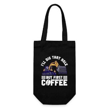 Bagger Baggern Baggerfahrer - Geschenkbeutel für Flaschen - Schwarz - Vorne