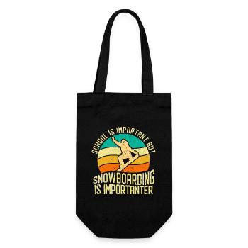 School is important, but snowboarding is more important - Gift Bag for Bottles - black - Front